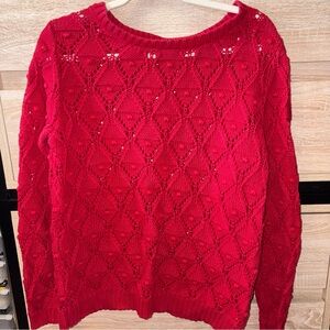 Tommy Hilfiger Red Diamond Knit Women's Sweater